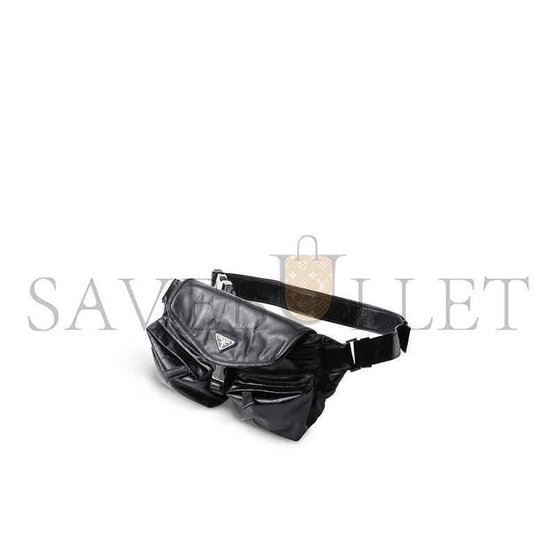 Pra*a patch pocket leather shoulder bag 2vh174 (24*18*5.5cm)